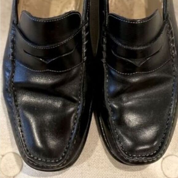 SANTONI Black Leather Penny Loafer 7 1/2 D Santoni main image 8